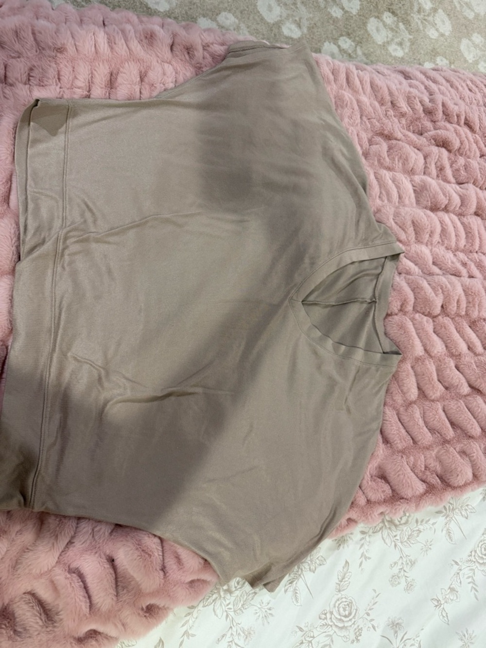 Softies Taupe Short Sleeve capri pants lounge set